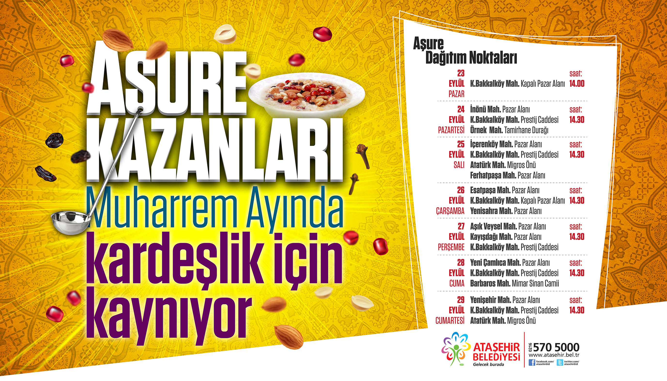 ATAŞEHİR’DE AŞURE KAZANLARI KARDEŞLİK İÇİN KAYNAYACAK