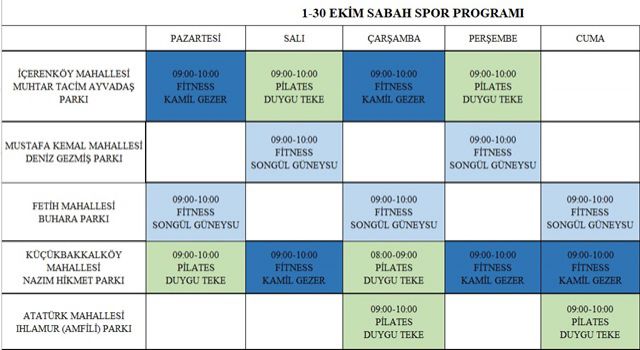 Ataşehir'de, Ekim ayında parklarda spor devam ediyor