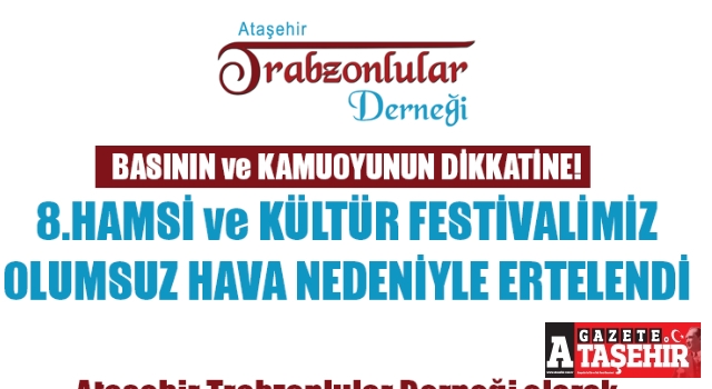 ATADER, Hamsi Festivalini Ertelendiğini Duyurdu