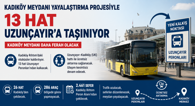 KADIKÖY MEYDANI YAYALAŞTIRMA PROJESİYLE 13 HAT UZUNÇAYIR’A TAŞINIYOR